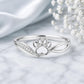 925 Sterling Silver Paw Print Ring with CZ Accents, Pet Memorial Jewelry