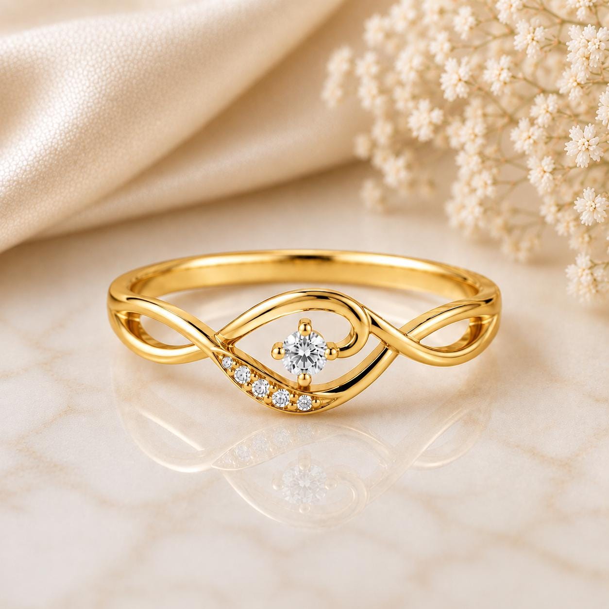 Sterling Silver Evil Eye Ring, Infinity CZ Protection Band, Minimalist Promise Ring