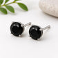 Black Onyx Stud Earrings: Minimalist Sterling Silver Solitaire