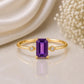 925 Sterling Silver Emerald Cut Amethyst Ring, Minimalist Purple Gemstone Promise