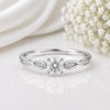 925 Sterling Silver Moissanite Engagement Ring, Round Cut Leaf Vine Nature Inspired Dainty Ring
