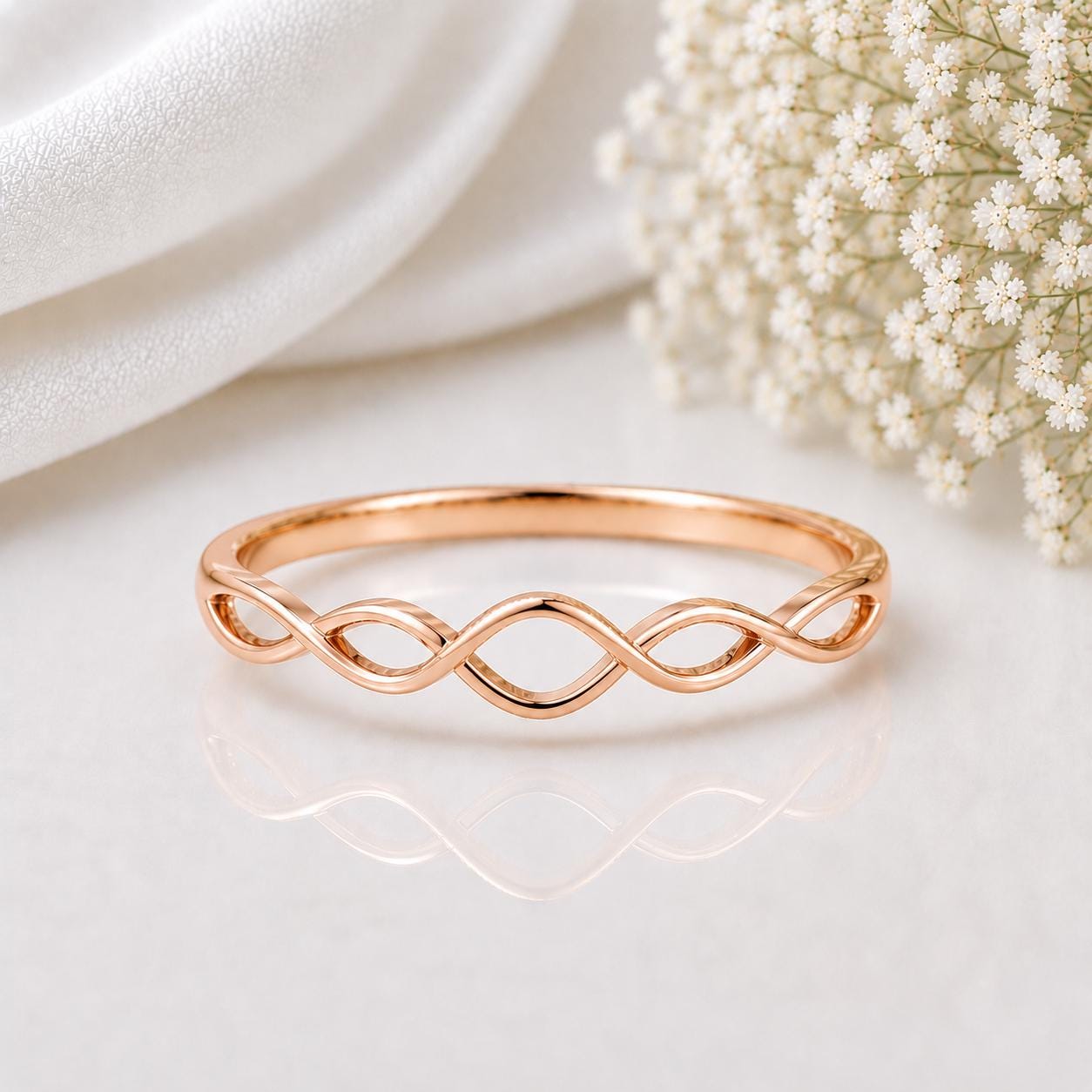 925 Sterling Silver Infinity Twist Ring, Minimalist Dainty Band, Stackable Promise Jewelry