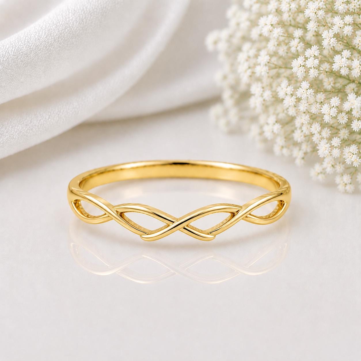 925 Sterling Silver Infinity Ring, Minimalist Dainty Band, Stackable Promise Ring