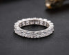 925 Sterling Silver Princess Cut CZ Eternity Ring, Stackable Bridal Band