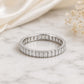 Sterling Silver Emerald Cut CZ Full Eternity Band Ring, Minimalist Bridal Anniversary Ring