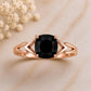 925 Sterling Silver Cushion Cut Black Onyx Geometric Ring, Minimalist Statement Gift