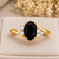925 Sterling Silver Oval Black Onyx Ring, Vintage CZ Cluster Promise Ring