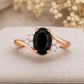 925 Sterling Silver Oval Black Onyx Ring, Vintage CZ Cluster Promise Ring