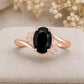 925 Sterling Silver Oval Black Onyx Ring, Vintage Bypass CZ Promise Ring