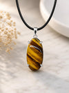 925 Sterling Silver Oval Tiger Eye Pendant Necklace, Boho Gemstone Jewelry