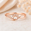 925 Sterling Silver Paw Print Ring with CZ Accents, Pet Memorial Jewelry