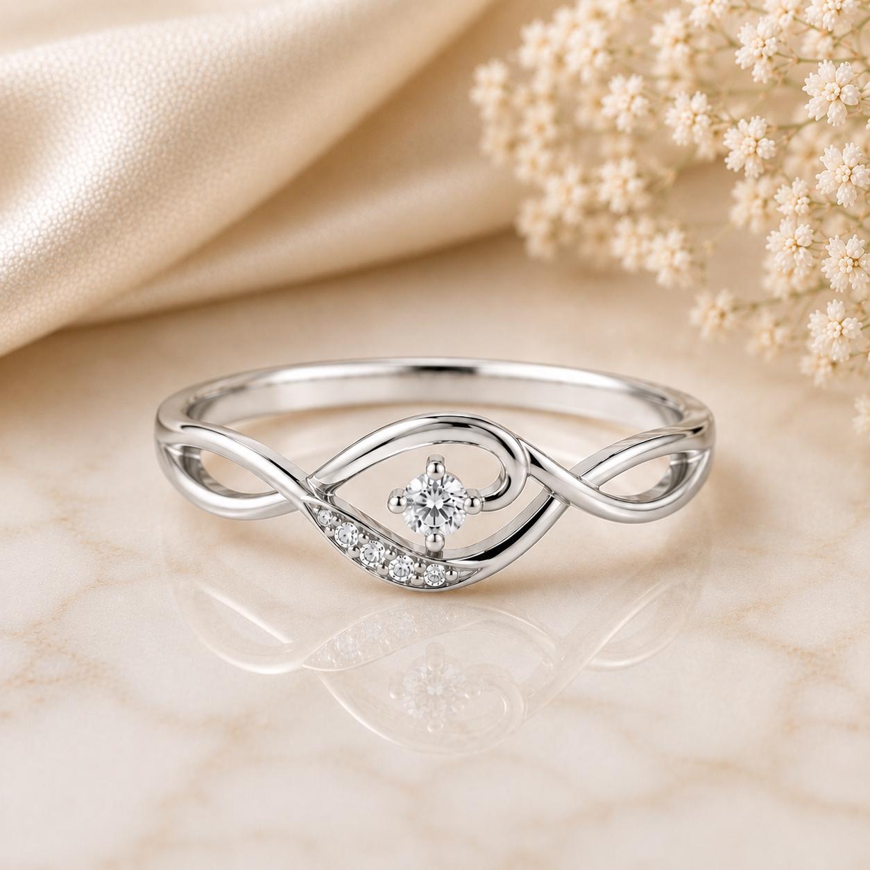 Sterling Silver Evil Eye Ring, Infinity CZ Protection Band, Minimalist Promise Ring