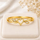 925 Sterling Silver Open Heart Ring with CZ Leaf Accents, Minimalist Promise Band