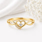 Sterling Silver Heart Ring, Infinity Band, Cubic Zirconia, Dainty Promise Ring