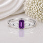 Sterling Silver Emerald Cut Amethyst Infinity Ring, February Birthstone Jewelry