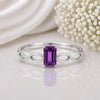 Sterling Silver Emerald Cut Amethyst Infinity Ring, February Birthstone Jewelry