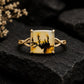 Shazar Dendrite Agate Ring, Sterling Silver Twisted Vine Band, Nature Inspired Cushion Square Cabochon