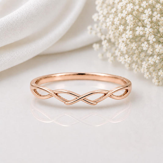 925 Sterling Silver Infinity Ring, Minimalist Dainty Band, Stackable Promise Ring