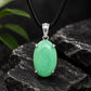 Handcrafted Oval Chrysoprase Pendant, 925 Sterling Silver, Minimalist Green Gemstone Necklace