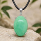 Oval Chrysoprase Pendant, 925 Sterling Silver, Natural Green Gemstone Necklace
