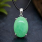 Oval Chrysoprase Pendant, 925 Sterling Silver, Natural Green Gemstone Necklace