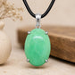Oval Chrysoprase Pendant, 925 Sterling Silver, Natural Green Gemstone Necklace