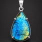 Pear Labradorite Pendant, Blue Flash Sterling Silver Necklace, Natural Gemstone Artisan Jewelry