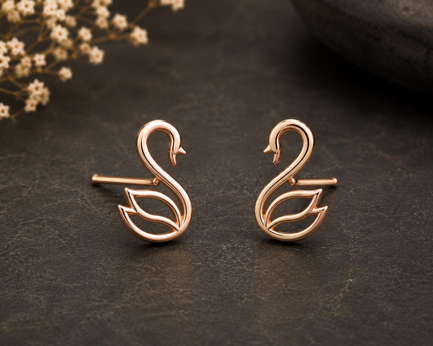 Sterling Silver Swan Stud Earrings, Minimalist Bird Jewelry, Nature Inspired Gift