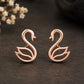 Sterling Silver Swan Stud Earrings, Minimalist Bird Jewelry, Nature Inspired Gift