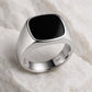 925 Silver Black Onyx Signet Ring | Minimal Mens Ring | Cushion shape design