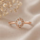 Sterling Silver Floral Halo Ring, Cubic Zirconia Daisy Promise Ring