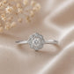 Sterling Silver Floral Halo Ring, Cubic Zirconia Daisy Promise Ring