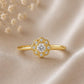 Sterling Silver Floral Halo Ring, Cubic Zirconia Daisy Promise Ring