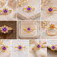 Sterling Silver Amethyst Floral Halo Ring, February Birthstone, Dainty Promise Ring