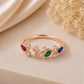 925 Sterling Silver Marquise Birthstone Ring, Leaf Design, Personalized Family Jewelry
