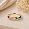 925 Sterling Silver Family Birthstone Ring, Infinity Design, Multi Color CZ, Personalized Mom Gift