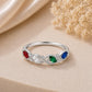 925 Sterling Silver Family Birthstone Ring, Infinity Design, Multi Color CZ, Personalized Mom Gift