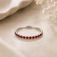 Sterling Silver Ruby CZ Eternity Band Ring, Minimalist Stackable Wedding Anniversary Promise Ring