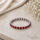 Sterling Silver Ruby Red CZ Eternity Band, Stackable Wedding Anniversary Ring