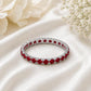 Sterling Silver Ruby Red CZ Eternity Band, Stackable Wedding Anniversary Ring