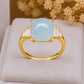 Cushion Aquamarine Ring, Sterling Silver, Baguette CZ Accents, March Birthstone Engagement Ring