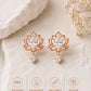 Sterling Silver Moissanite Lotus Drop Earrings, Dainty Floral Studs