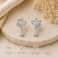 925 Sterling Silver Moissanite Lotus Drop Earrings, Floral Bridal Dangle Jewelry