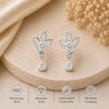 925 Sterling Silver Moissanite Lotus Drop Earrings, Floral Bridal Jewelry