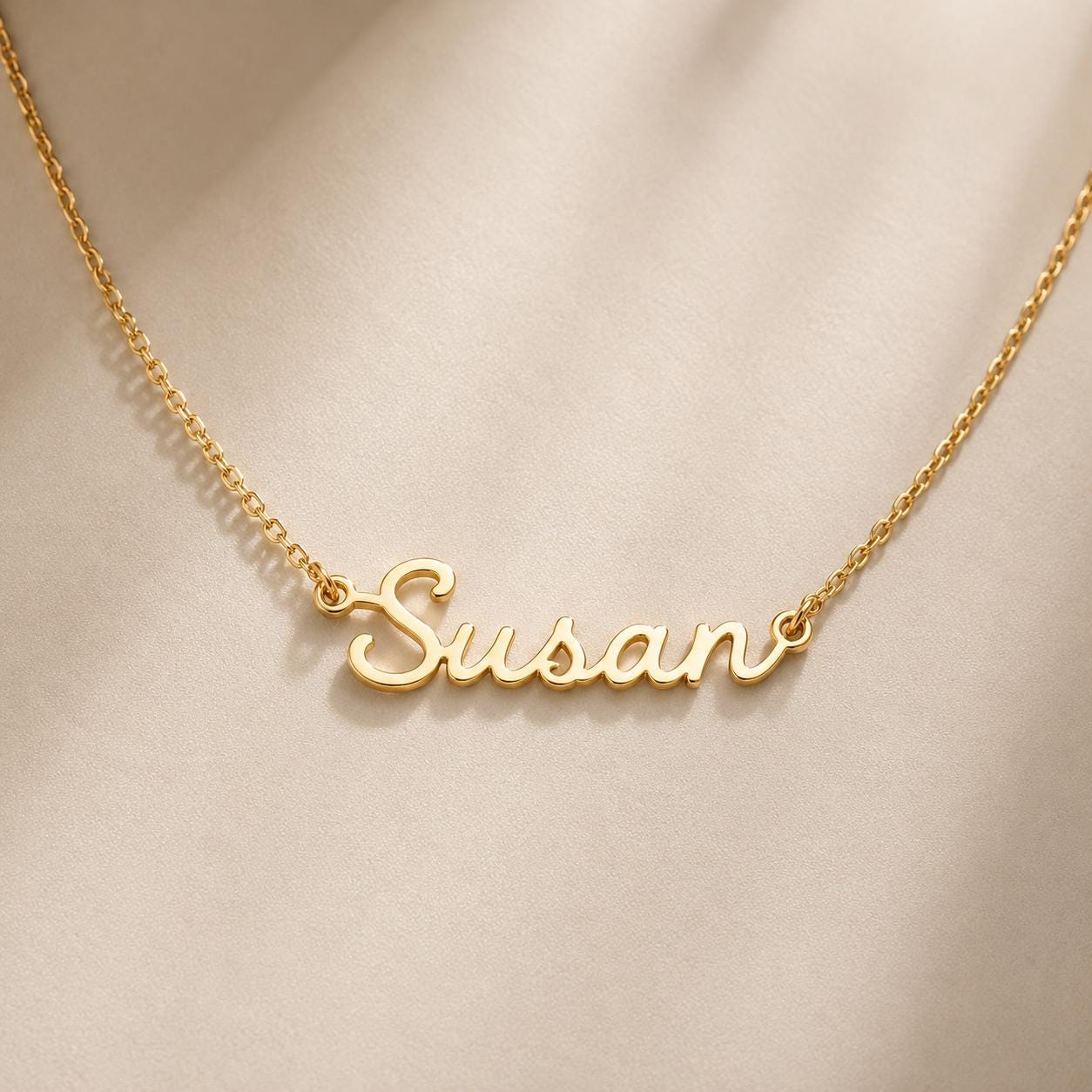 Personalized Sterling Silver Love Script Necklace, Minimalist Everyday Jewelry