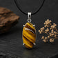 925 Sterling Silver Oval Tiger Eye Pendant Necklace, Boho Gemstone Jewelry
