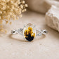 Shazar Dendrite Agate Ring, Oval Sterling Silver Nature Inspired Leaf Vine Jewelry