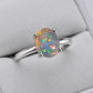 925 Sterling Silver Oval Opal Solitaire Ring, October Birthstone Promise Ring