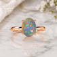 925 Sterling Silver Oval Opal Solitaire Ring, October Birthstone Promise Ring
