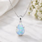 925 Sterling Silver Pear Opal Pendant Necklace, Teardrop October Birthstone Jewelry
